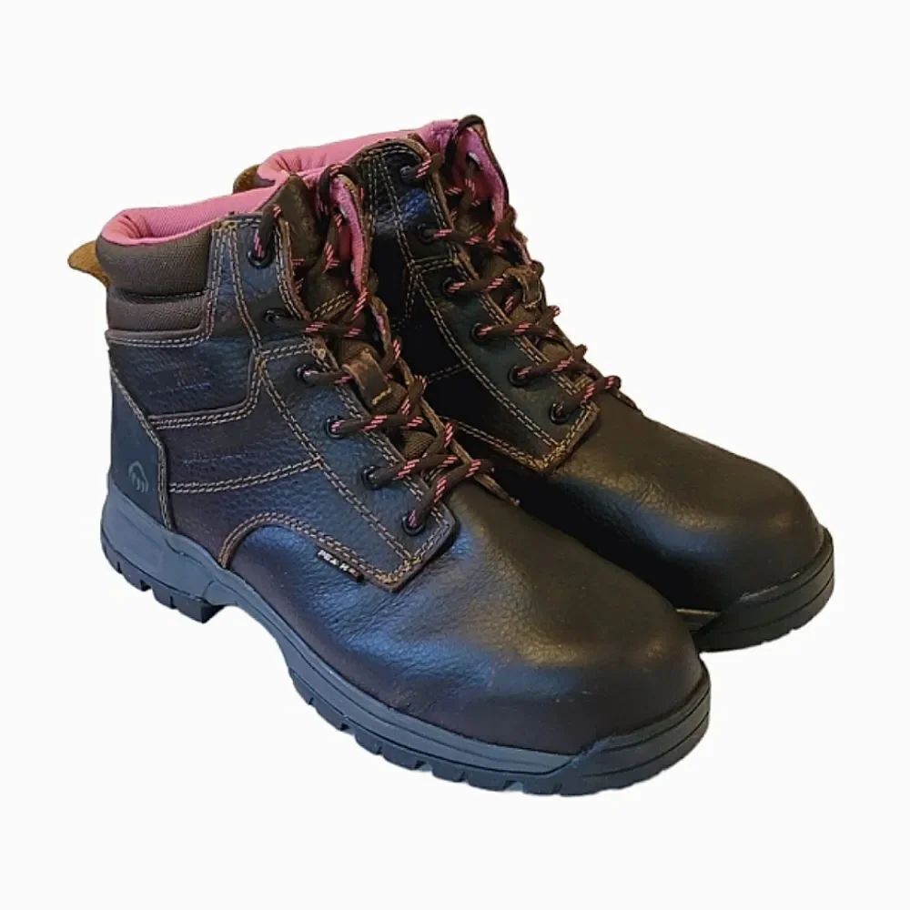 Wolverine Piper Brown Leather Waterproof Composite-Toe 6" Work Boot Size 10